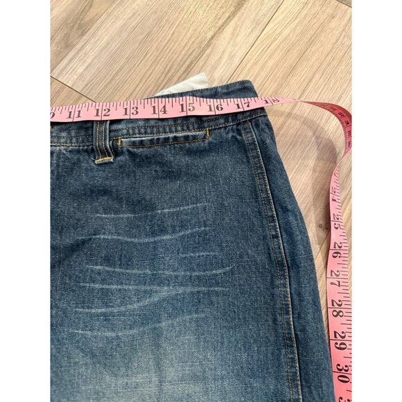 Route 66 Womens Denim Stretch Skirt 14 Dark Blue Jean Knee-Length Y2K Festival - Picture 4 of 7